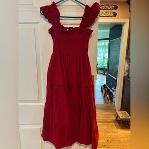 Hill House Vibrant Red Ruffled Dress